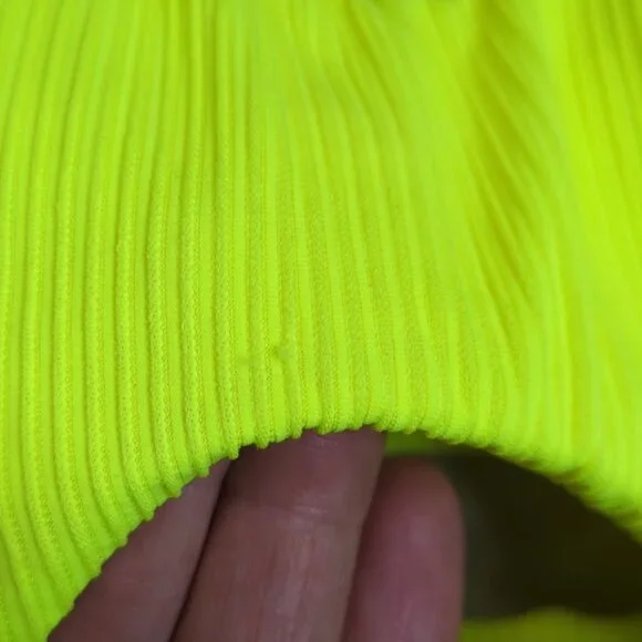 Neon Yellow Ribbed Cutout Bikini Top Size Small - Picture 9 of 9